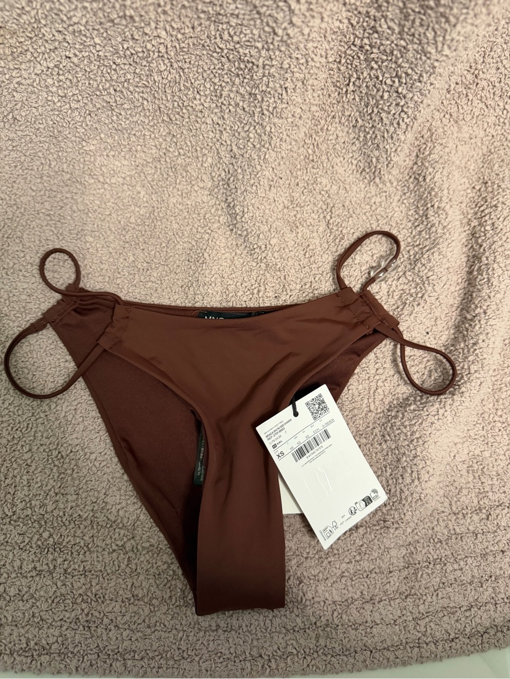 Mango MNG Brada Brown Tie Side Bikini Bottom XS NWT